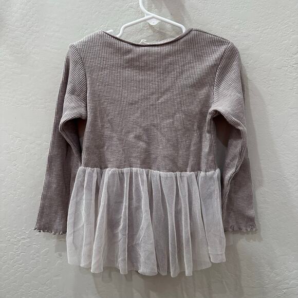 Zara Grey Purple Ribbed Tulle Dance Leotard - Picture 6 of 8